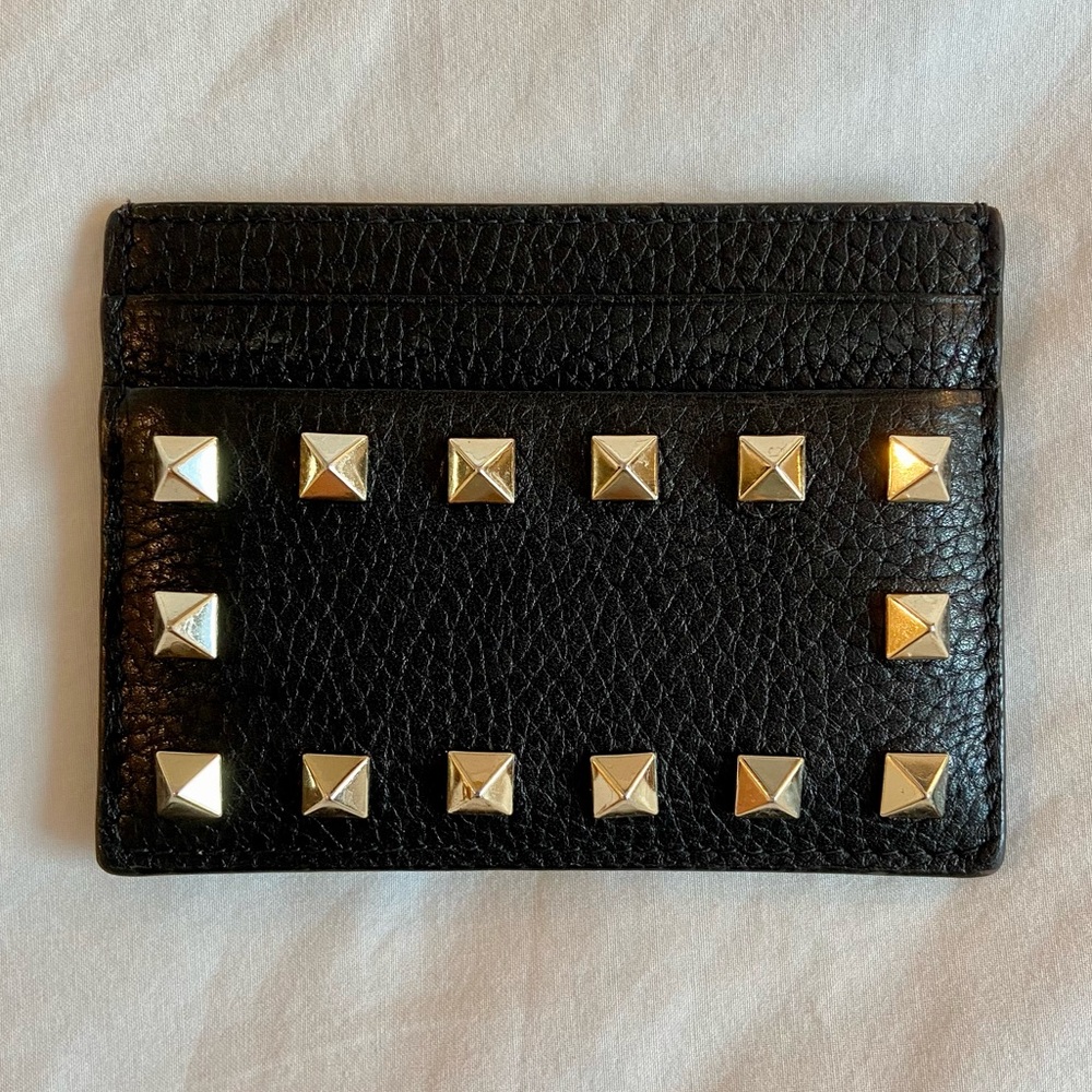 Valentino Garavani Rockstud Calfskin Card Case